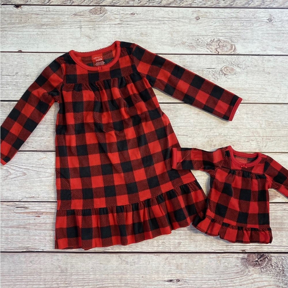 📌🆕 Carter’s • Buffalo Check • Matching Nightgown & Doll Nightgown Set - Picture 3 of 11